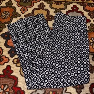 Blue and White Geometric Patterned Pants